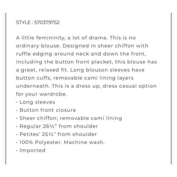 White House Black Market Blouse Womens Small Black Chiffon - Picture 7 of 7